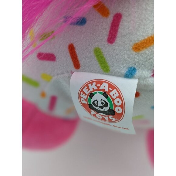 Peek a Boo Toys Plush Cow White Pink Sprinkles Toy 15" pink yellow green - Picture 8 of 9